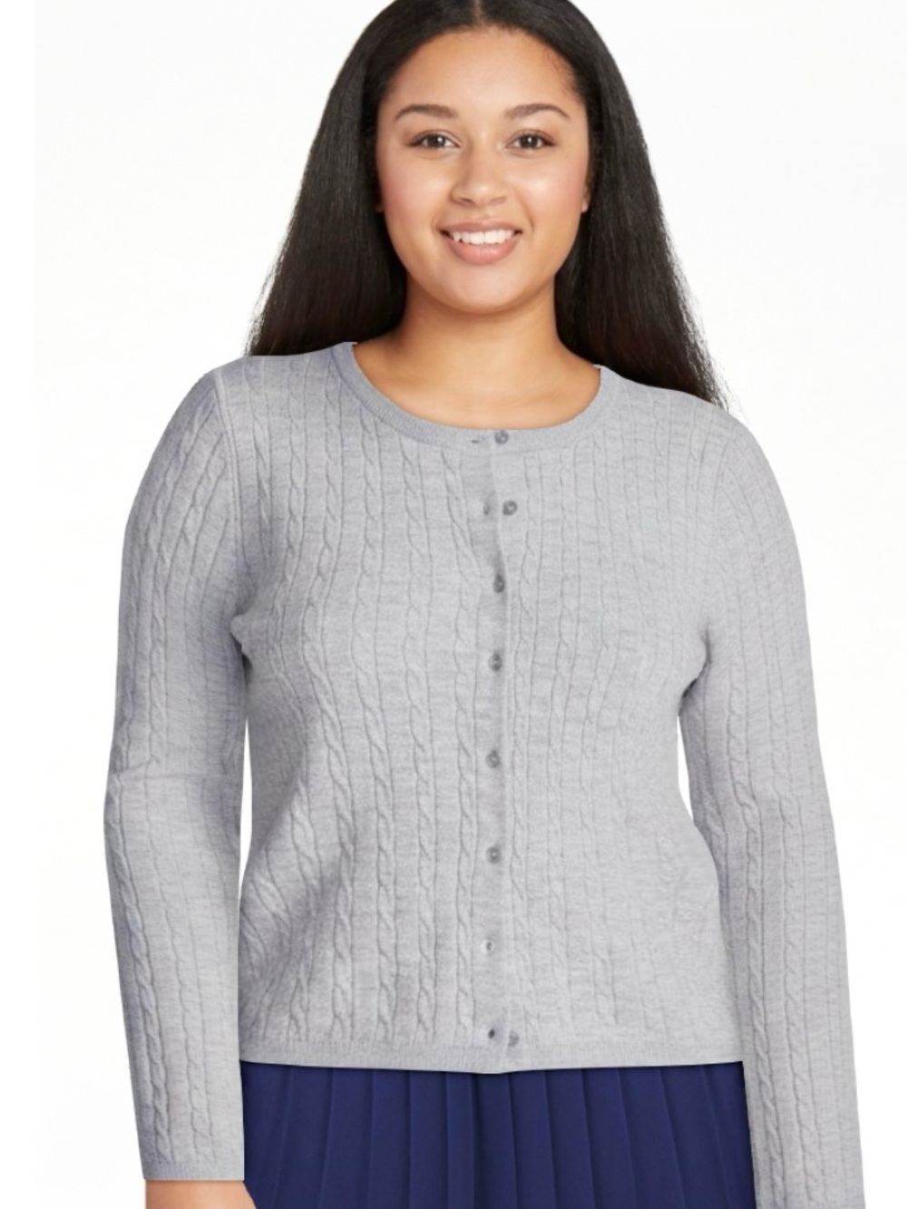 NWT No Boundaries Light Gray Cable-Knit Button Cardigan